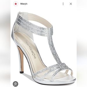 Strappy Silver Rhinestone Heels